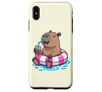 Cute Capybara Pool Float Beach Summer Rainbow Boba Tea Carcasa para iPhone XS Max