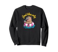 Cute Capybara Pool Float Beach Summer Rainbow Boba Tea Sudadera