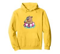 Cute Capybara Pool Float Beach Summer Rainbow Boba Tea Sudadera con Capucha
