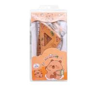 Cute Capybara Ruler Set - Juego de regla de geometría matemática, 4 x Geometry Protractor Triangle Rulers Measuring Set | Student Math Geometry Tool Sett School Annd Home Use | Capybara Ruler Set
