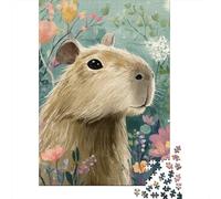 Cute Capybara with Flowers Puzzles Imposible,desafío for Adults Juego Educativo 1000 Piezas Obra De Arte De Juego De para Adultos, Regalos A Partir De 14 Años 38x26cm/1000pcs