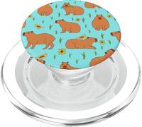 Cute Capybara with Sunflowers Girly Pattern for Capy Lovers PopSockets PopGrip para MagSafe