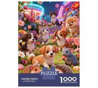 Cute Cartoon Animals 1000 Piezas Rompecabezas De Cartón, Animales de Anime Lindos Rompecabezas Adultos, Rompecabezas Educativos, Juegos Familiares, Rompecabezas para Toda La Familia 52x