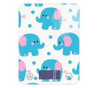 Cute Cartoon Blue Elephant - Báscula de alimentos fácil de limpiar para cocina, 11 libras/1 onzas, 5 kg/5 g, báscula de peso pequeña en gramos con 4 unidades para pérdida de peso y asado Keto (pilas
