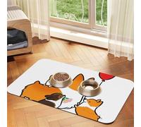 Cute Cartoon Corgi Christmas,Waterproof Pet Feeding Mat,PU Leather Placemats for Cat Dog Water Bowl,Food Mats,40x60cm