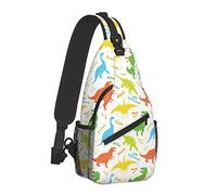 Cute Cartoon Dinosaur Sling Bag para Mujeres Hombres, Animal Print Crossbody Shoulder Bags Casual Sling Backpack Chest Bag Travel Senderismo Mochila para Exteriores