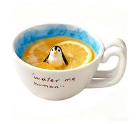 Cute Cartoon Duck Penguin Ceramic Mug, Handmade Coffee Cup With 3D Duck Penguin Figure | 350ml Ceramic Animal Drinking, For Mom Friend Sister Kids Girls Birthday Party Holiday Home Offices