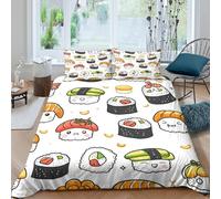Cute Cartoon Food Funda Edredon Juego de Ropa de Cama de 3 Piezas Impresión 3D Cierre de Cute Dibujo Animado Food Funda de Edredón Funda de Almohada a Juego for niña Super King（260x220cm）