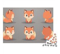 Cute Cartoon Fox Character Puzzle Imposible,desafío para Adultos Juego Educativo 1000 Piezas Obra De Arte De Juego De para Adultos Y Niños Mayores De 12 Años 52x38cm/1000pcs