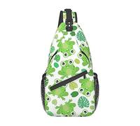 Cute Cartoon Frog Pattern Sling Bag Senderismo Mochila Crossbody Hombro Mochila Travel Chest Pack para Hombres Mujeres