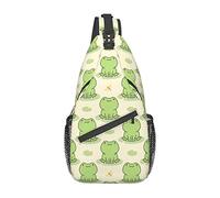 Cute Cartoon Frog Pattern Sling Bag Senderismo Mochila Crossbody Hombro Mochila Travel Chest Pack para Hombres Mujeres