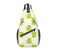 Cute Cartoon Frog Pattern Sling Bag Senderismo Mochila Crossbody Hombro Mochila Travel Chest Pack para Hombres Mujeres