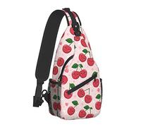 Cute Cartoon Kawaii Berries of Cherry Sling Bag para Mujeres Hombres,Frutas Print Crossbody Shoulder Bags Casual Sling Backpack Chest Bag Travel Senderismo Mochila para Exteriores