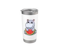 Cute Cartoon Kawaii Kids Womens Girls Watermelon Hippo Lover Vaso térmico de acero inoxidable de doble pared