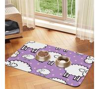 Cute Cartoon Sheep Pattern,Waterproof Pet Feeding Mat,PU Leather Placemats for Cat Dog Water Bowl,Food Mats,30x45cm