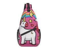 Cute Cartoon Unicorn Magic Rainbow Cross Chest Bag Diagonalmente Sling Mochila Crossbody Bandolera Viajes Senderismo Mochilas para Hombres Mujeres