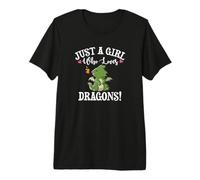 Cute Cartoon Womens Just A Girl Who Loves Kawaii Dragon Camiseta Premium