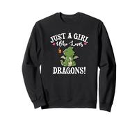 Cute Cartoon Womens Just A Girl Who Loves Kawaii Dragon Sudadera