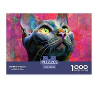Cute Cat 1000 Pieces Educational Puzzle, Premium Paper, Adults Teens Pet Puzzles, Gift & Party Activity 52x38cm/1000pcs