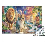 Cute Cat 1000Pc Jigsaw Puzzles for Adults & Kids Kitten at Coastal Sunset Fun and Challenging Family Game | Giftable 52x38cm/1000pcs