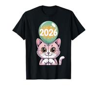 Cute Cat 2026 New Year Celebration Kawaii Holiday Art Camiseta