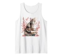 Cute Cat and Book Lover Graphic For Women Who Loves Reading Camiseta sin Mangas