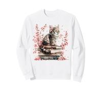 Cute Cat and Book Lover Graphic For Women Who Loves Reading Sudadera
