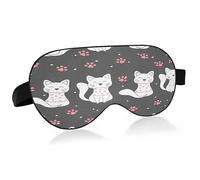 Cute Cat and Cat's Paws Sleep Mask Lightweight Soft Breathable Eye Mask with Adjustable Strap Blackout Eye Mask for Women Men for Travel Night Sleeping