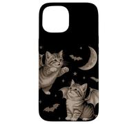 Cute Cat Bat Wing 90s Vintage Halloween Fairycore Graphic Carcasa para iPhone 15