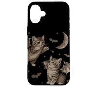 Cute Cat Bat Wing 90s Vintage Halloween Fairycore Graphic Carcasa para iPhone 16 Plus