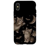 Cute Cat Bat Wing 90s Vintage Halloween Fairycore Graphic Carcasa para iPhone X/XS
