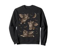 Cute Cat Bat Wing 90s Vintage Halloween Fairycore Graphic Sudadera
