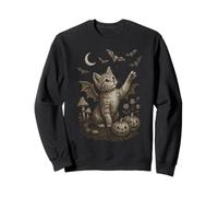 Cute Cat Bat Wings Moon Fall Vintage Fairycore Graphic Sudadera