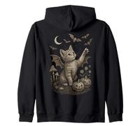 Cute Cat Bat Wings Moon Fall Vintage Fairycore Graphic Sudadera con Capucha