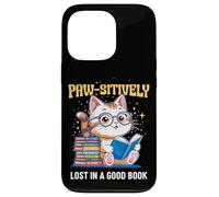 Cute Cat Book Lover Paw-sitively Reading Accessories Carcasa para iPhone 13 Pro