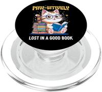 Cute Cat Book Lover Paw-sitively Reading Accessories PopSockets PopGrip para MagSafe