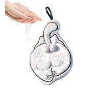 Cute Cat Butt Hand Towel - Funny Animal Cleaning Cloth, Soft Absorbent Reusable Cloth, Cat Balls Shaped Hanging Design | Decorative Kitchen Bathroom Towel for Sink Stove Countertop Home Office