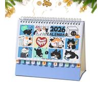 Cute Cat Calendar - Stable Desk Calendar 2026 ¦ 21x17.2cm Weekly Planner with Cute Illustrations, Paper Material Stand Tabletop Date Planner with Binding, 2026 Month, Appointment Month for Home