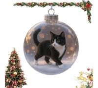 Cute Cat Christmas Glass Ornaments Collection, Cat Glass Christmas Ball Figurines in Snow Globes, Xmas Tree Kitten Ball Ornament, Holiday Decor & Gift Set for Cats Lovers (Shadow-I)