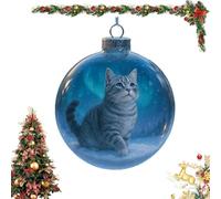 Cute Cat Christmas Glass Ornaments Collection, Cat Glass Christmas Ball Figurines in Snow Globes, Xmas Tree Kitten Ball Ornament, Holiday Decor & Gift Set for Cats Lovers (Aurora-H)