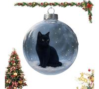 Cute Cat Christmas Glass Ornaments Collection, Cat Glass Christmas Ball Figurines in Snow Globes, Xmas Tree Kitten Ball Ornament, Holiday Decor & Gift Set for Cats Lovers (Midnight-G)