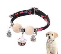 Cute Cat Collar, Adjustable Cedar-Bead Pet Necklace, Stylish Natural Wooden Bead Collar for Small, Medio, Large Cats and Dogs, All-Day Wear for Yard, Living Room, Training, Walking, Holiday, Photogra