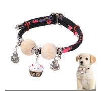 Cute Cat Collar, Adjustable Cedar-Bead Pet Necklace, Stylish Natural Wooden Bead Collar for Small, Medio, Large Cats and Dogs, All-Day Wear for Yard, Living Room, Training, Walking, Holiday, Photogra