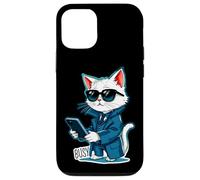Cute Cat con gafas de sol y smartphone - BUSY 1 Carcasa para iPhone 12/12 Pro