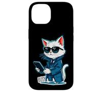 Cute Cat con gafas de sol y smartphone - BUSY 1 Carcasa para iPhone 14