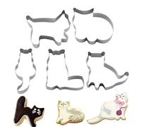 Cute Cat Cookie Cutting Mold - 5pcs Kitty Cat Stainless Steel Cookie Cutters | Cartoon Animal Baking Molds for Chocolate, Jelly, Fondant | Parent-Child Baking Tool for Christmas, Craft Class, Bakery