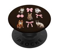 Cute Cat Coquette and Pink Bows for Cat Lovers PopSockets PopGrip Adhesivo