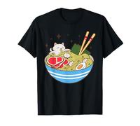 Cute Cat Eating Ramen Bowl Kawaii Food Camiseta