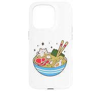 Cute Cat Eating Ramen Bowl Kawaii Food Carcasa para iPhone 15 Pro