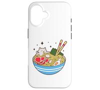 Cute Cat Eating Ramen Bowl Kawaii Food Carcasa para iPhone 16